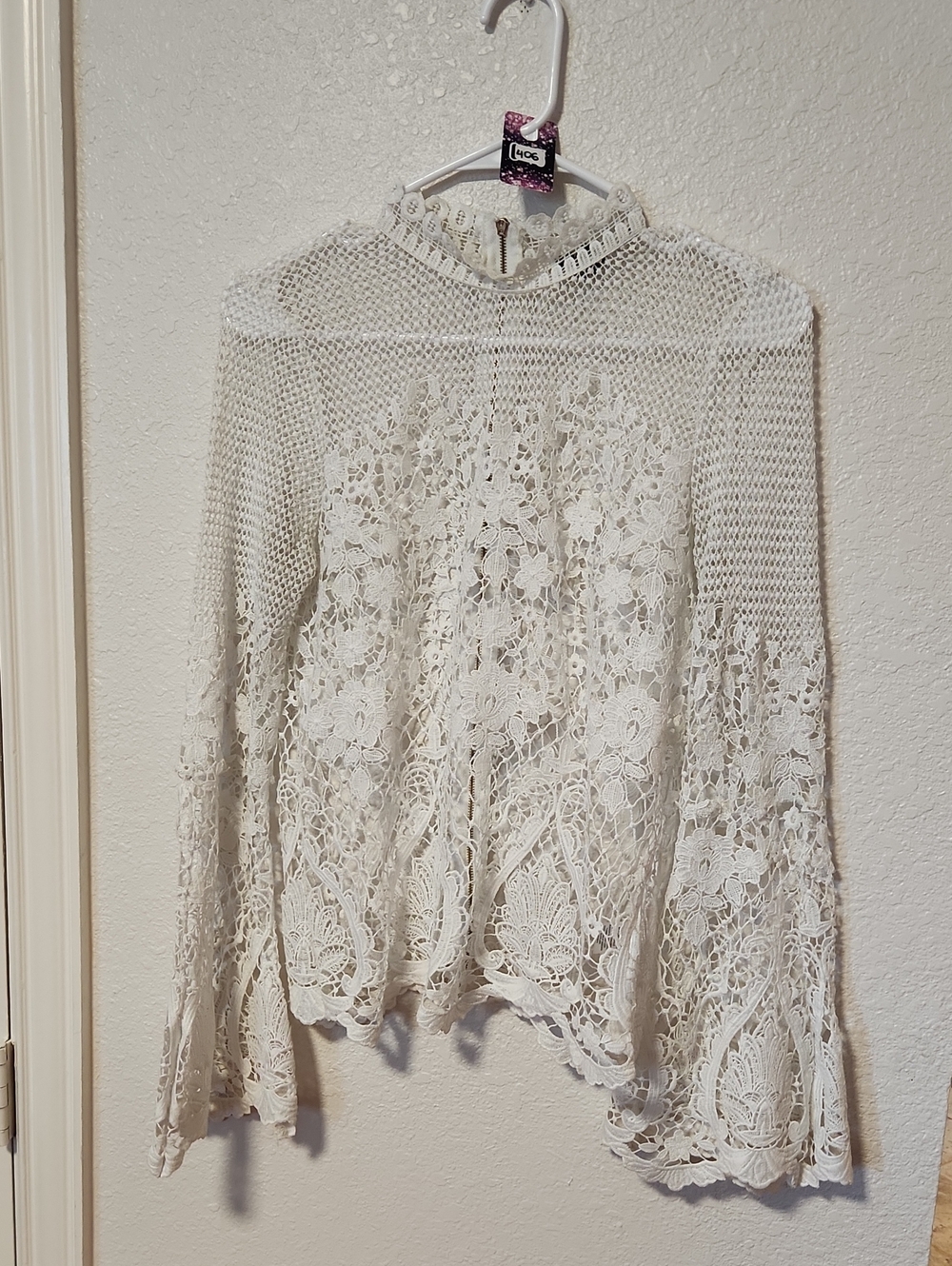 406.Project RUNWAY  Lace Crochet Peasant Blouse - Picture 2 of 6